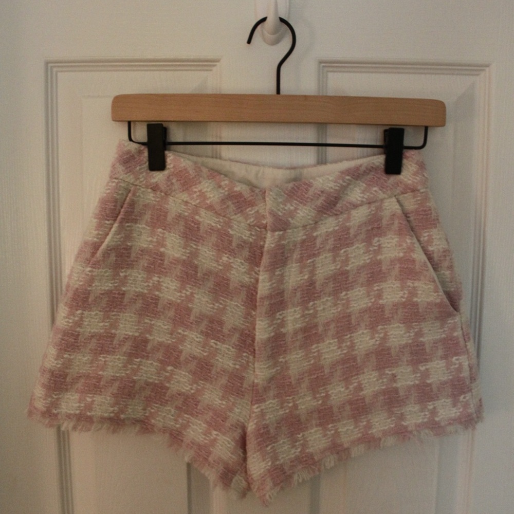 Steve Madden High Waist Pink and White Tweed Shorts